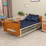 Manual Nursing Bed Manufacturer - Wooden Headboard Moveable Guardrail Lifting for Elderly Care 2 Cranks