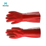 PVC Gloves Manufacturer - 40cm Long Gauntlet Fully Dipped Red Chemical Resistant for Industrial Use