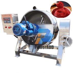 Jacketed Kettle Manufacturer - 100L Double Melting Gas Heating Hot Pot Mixer for Soup Food Sauce