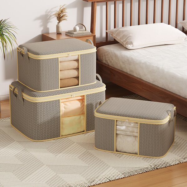 Foldable Fabric Clothing Storage Box Manufacturer - Convenient Household Collapsible Non-Woven Cabinet Easy-to-Carry Receipt Bag