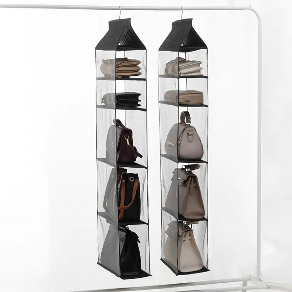 Hanging Handbag Storage Organizer Manufacturer - Space-Saving Door 5 Large Heavy-Duty Mesh Shelves Wardrobe Closet Holder