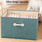 Collapsible Storage Bins Manufacturer - Modern Square Leather Handle Large Cotton Linen Fabric Organizer Containers Bedroom Foldable Kids