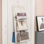 Fabric Hanging Storage Bag Manufacturer - Hot Sale 6 Pocket 8 Pocket Folding Handbag Organizer for Room Use Square Patterned Purse