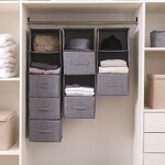 Hanging Closet Storage Organizer Manufacturer - Hot 5-Shelf with 3 Drawers Sliding Cabinet Basket for Wardrobe