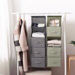Hanging Closet Storage Organizer Manufacturer - Hot 5-Shelf with 3 Drawers Sliding Cabinet Basket for Wardrobe