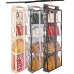 Hanging Handbag Storage Organizer Manufacturer - Slub Fabric Mesh Bag New Product With Hooks
