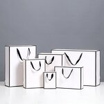 Cardboard Shopping Paper Bag Manufacturer - YC Luxury Eco-Friendly Art Gift Women's Clothing Packaging White With Black Line Edges