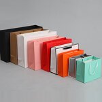Cardboard Shopping Paper Bag Manufacturer - YC Luxury Eco-Friendly Art Gift Women's Clothing Packaging White With Black Line Edges