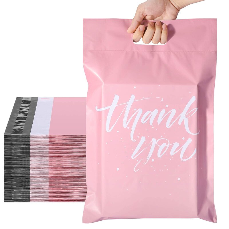 Poly Mailing Bags Manufacturer - YC Light Pink Thank You Strong Self-Seal New Design Shipping Courier for Clothing with Handle