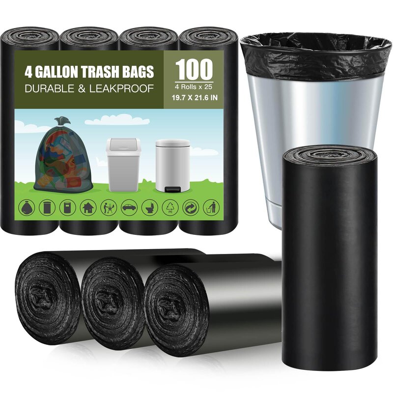 Trash Bag Manufacturer - YC Best Selling Customized LOGO Heavy Duty Household Plastic Garbage 4 Gallon for Kitchen