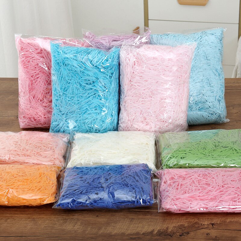 Raffia Shredded Paper Manufacturer - YC 50-200g Colorful Crinkle Recycled Bulk Decorative for Gift Box Packing Filling