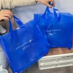 Printed Plastic Shopping Bags Manufacturer - YC Customized Recyclable Retail Tote Carrier Die Cut Black Soft Loop Handle