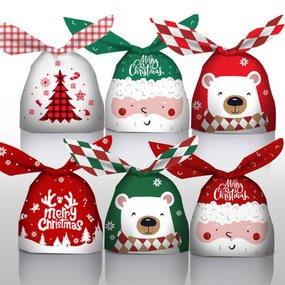Plastic Gift Bag Manufacturer - YC Factory in Stock Kids Santa Small Snowflake Rabbit Ears Decorating Wrappers Christmas Candy Package