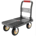 Platform Trolley Manufacturer - 250 kg Black Folding Trolley Cart Market Cart with Plastic Cart