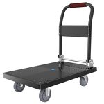 Platform Trolley Manufacturer - 250 kg Black Folding Trolley Cart Market Cart with Plastic Cart