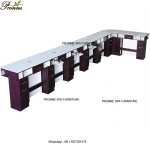 Nail Bar Table Factory - Luxury Throne Beauty Salon L Shape Manicure with Ventilation