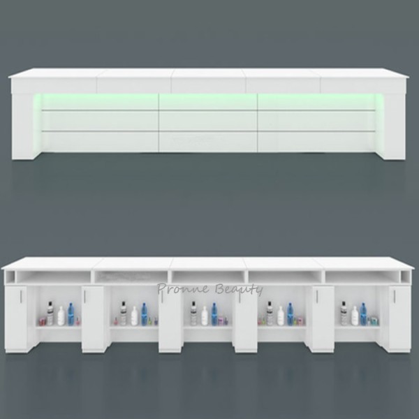 Nail Station Table Manufacturer - Beauty Salon Equipment Customized 5 Persons Straight Manicure Bar