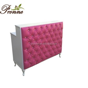 Salon Reception Desk Factory - Salon Furniture High Quality Barber Shop White Gold Beauty Hair Front Counter