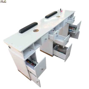 Manicure Station Manufacturer - Easy Clean White Gold Marble Top Acetone Resistant with Drawers