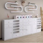 UV Gel Wall Rack Manufacturer - Nail Shop Luxury Modern Wood Floor Stand with Light Nail Polish