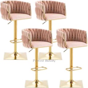 Height Bar Stool Factory - Luxury Nordic Tilford Rustic Swivel Pink Gold Velvet Adjustable Beauty Spa