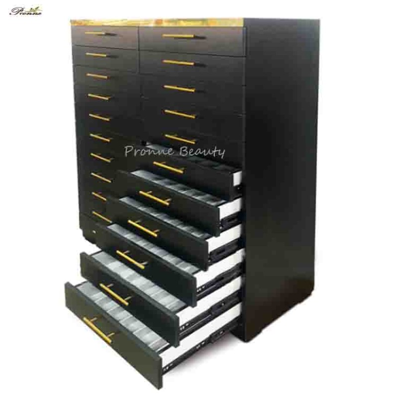 Wall Cabinet Factory - High End Modern Luxury Glossy Marble Top Black Gold LED Back with Onyx