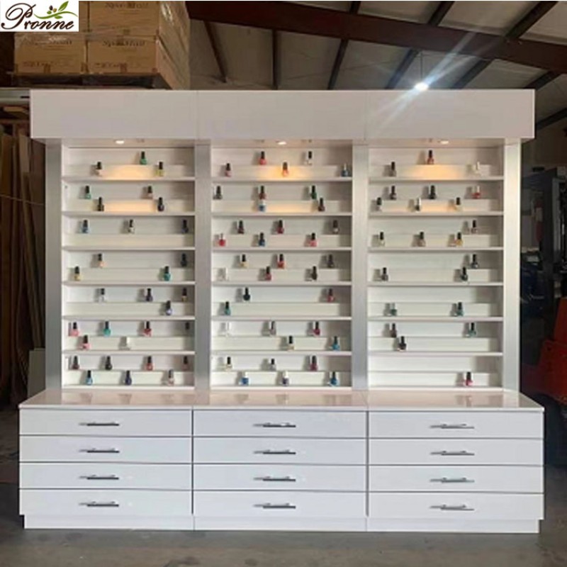 Swivel Nail Polish Center Manufacturer - White 360 Degree Rotate Polish Bottle Stand with Locking Cabinet