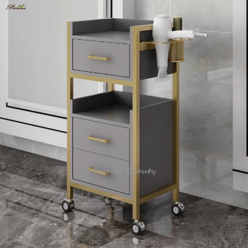 Manicure Tool Trolley Manufacturer - Luxury Iron Art Salon Trolleys Mobile Multi-layer Storage Rack Modern