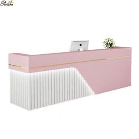 Front Counter Factory - Hot Sale Nail Spa Shop White Gold Gym Stainless Steel Reception Desk
