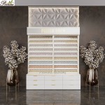 Makeup Storage Display Cabinet Manufacturer - Unique Design White Gold Makeup Cosmetics Perfume Storage Rack