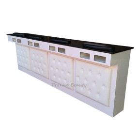 Nail Bar Station Manufacturer - High Glossy Unique Black Tufted for 5 Persons Furniture