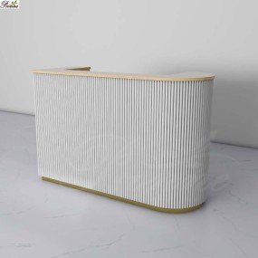 接待桌源头工厂-优雅热销法式美容沙龙粉金色含皮革罩