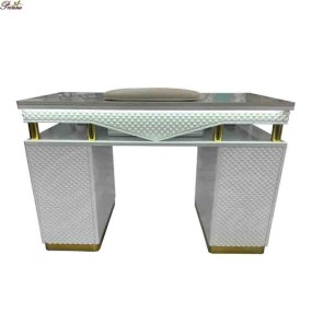 Nail Art Table Factory - Professional Modern Popular Salon in Matte White with Gold Accents