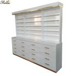 Cosmetic Nail Salon Cabinet Factory - High Glossy White Luxury Customized Large with LED Light Beauty Salon