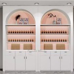 UV Gel Wall Rack Manufacturer - Nail Shop Luxury Modern Wood Floor Stand with Light Nail Polish