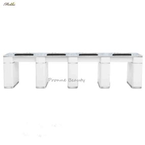 Long Manicure Table Manufacturer - Custom Made China Taylor 4 Persons Nail Desk Bar with Vent Pipe