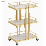 Trolley Cart Factory - Spa Beauty Salon Rolling Wood Black Luxury Accessory Cart Wholesale
