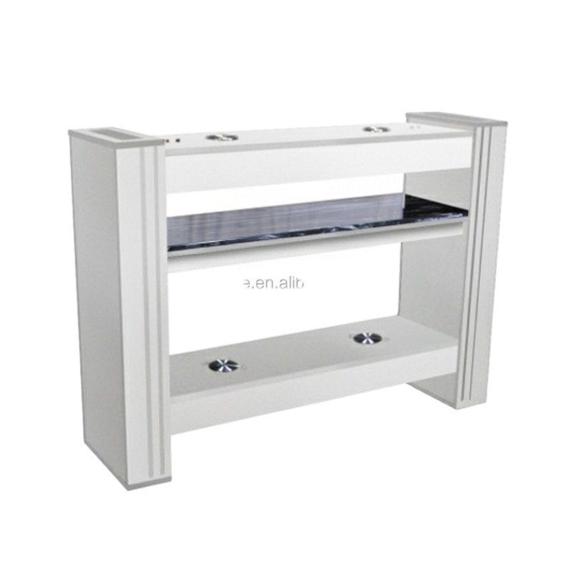 Mini Reception Desk Manufacturer - Luxury Nail Spa Shop Best Selling White and Gold with Logo
