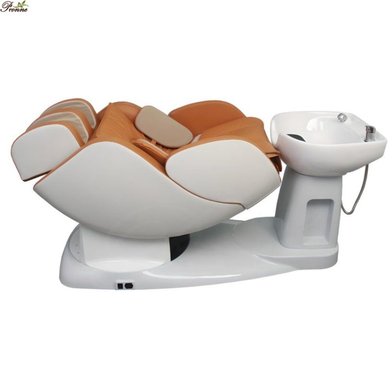 Hair Washing Chair Factory - Modern Salon Barber Shop White and Gold with Adjustable Shampoo Bowl