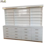 Cosmetic Nail Salon Cabinet Factory - High Glossy White Luxury Customized Large with LED Light Beauty Salon
