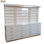 Cosmetic Nail Salon Cabinet Factory - High Glossy White Luxury Customized Large with LED Light Beauty Salon