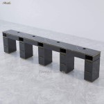 Nail Station Table Manufacturer - Beauty Salon Equipment Customized 5 Persons Straight Manicure Bar