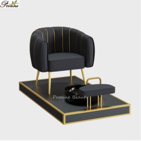 Foot Spa Pedicure Chair Manufacturer - Comfy Beauty Lounge Classic Black Gold PU Leather