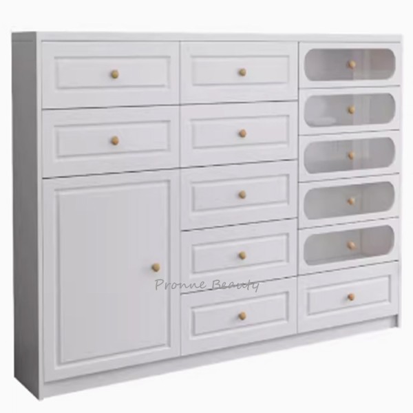 UV Gel Wall Rack Manufacturer - Nail Shop Luxury Modern Wood Floor Stand with Light Nail Polish