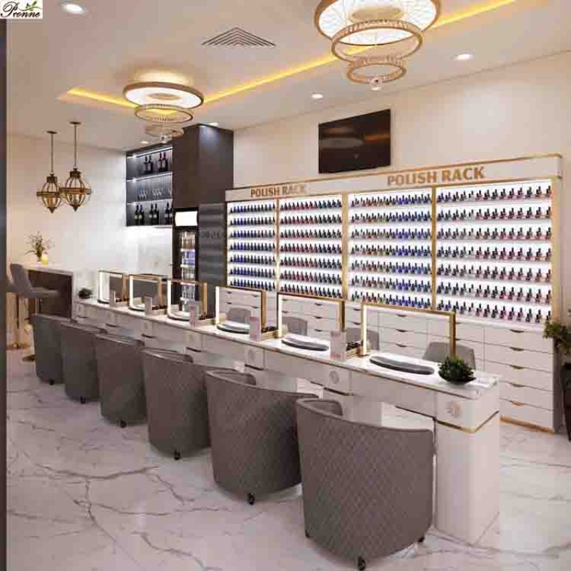 Triple Manicure Table Factory - Marble Top New Design Acetone Resistance Nail Bar Station Wholesale