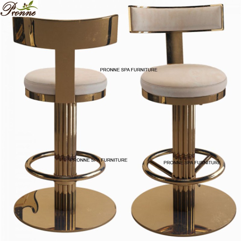 Bar Stool Factory - Simple Durable Gold Stainless Steel Nail Manicure Bar Chair
