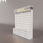 Nail Polish Cabinet Factory - Luxury Beauty Saloon Furniture Wall Stand White Marble Wood with Gold Border