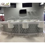 Manicure Nail Bar Tables Factory - Curved Modern White Wholesale