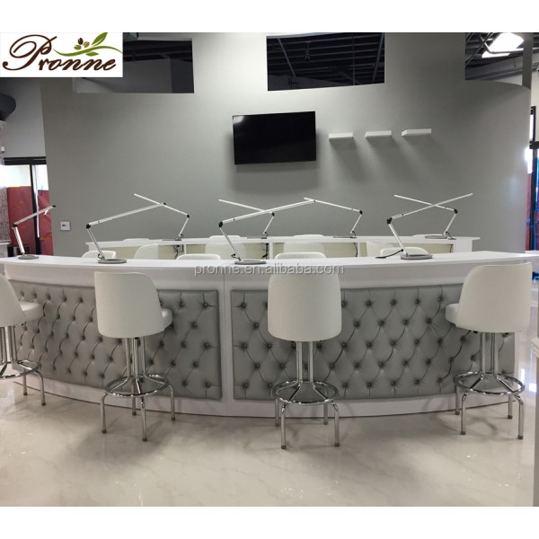 Manicure Nail Bar Tables Factory - Curved Modern White Wholesale