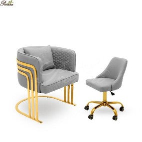 客户椅生产商-优雅美容沙龙家具美甲师灰色美甲含轮